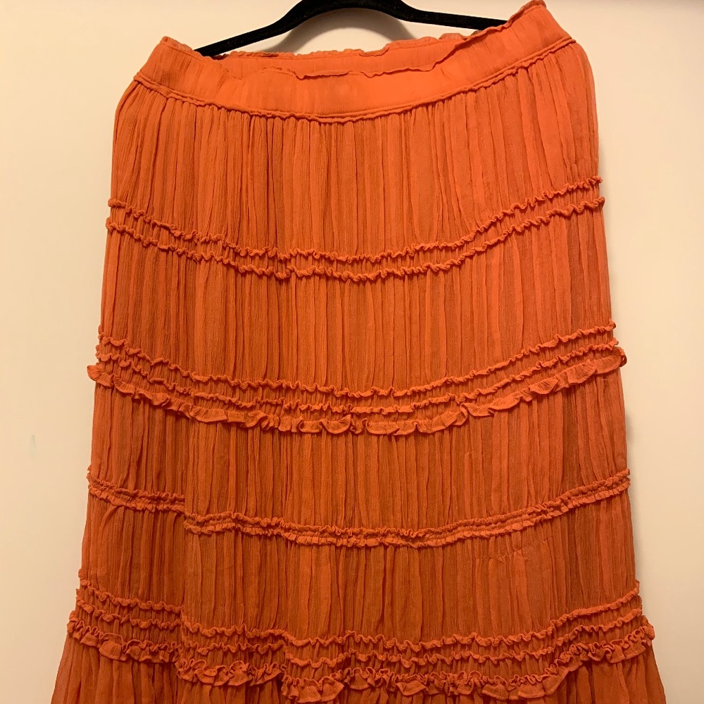 NWOT Sutton Studio 100% silk orange skirt.